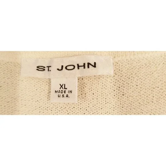 St. John Santana Knit Ivory Crop Length Tank Scoop Neck and Side Slit Top XL - Picture 5 of 12